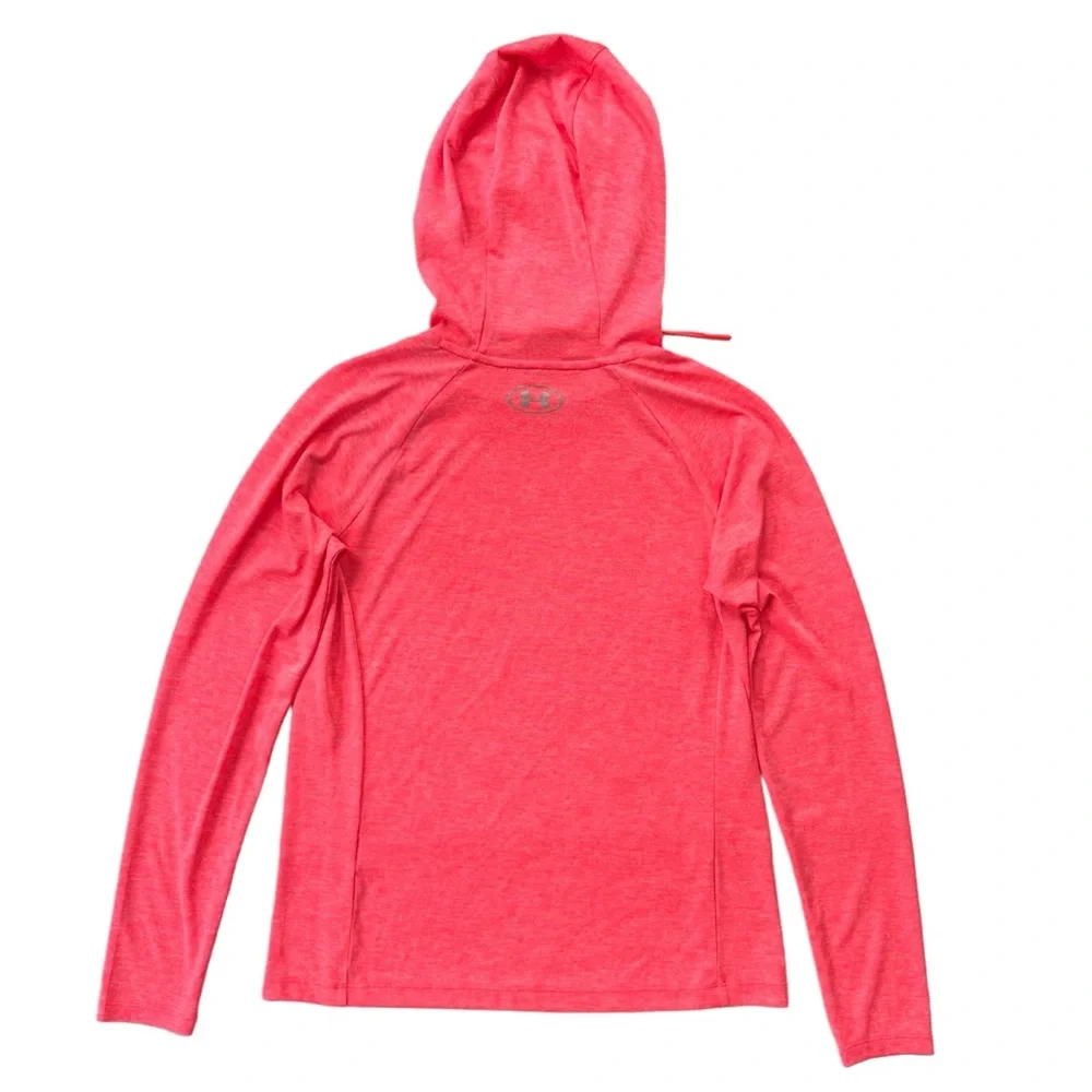 Under Armour Heatgear Womens S Neon Coral Loose Fit Tech Twist Drawstring Hoodie